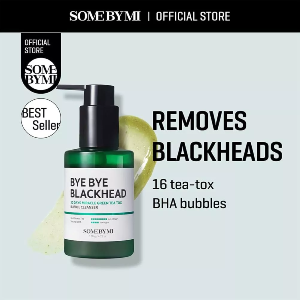 غسول Bye Bye Blackhead يحتوي على 5000 جزء من المليون من BHA الطبيعي مع أوراق الشاي الأخضر