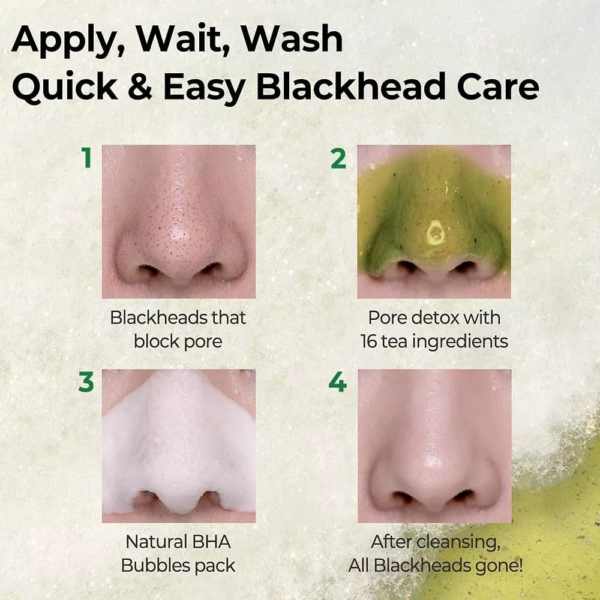 صورة توضيحية لخطوات إزالة البثور السوداء باستخدام غسول Bye Bye Blackhead.